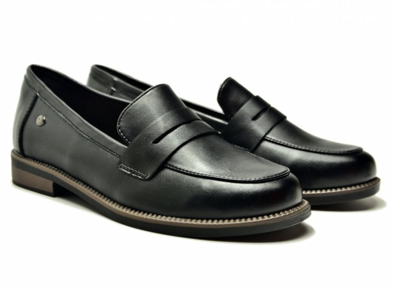 Mokasyny czarne skóra 41 półbuty VINCEZA 18131 skórzane damskie