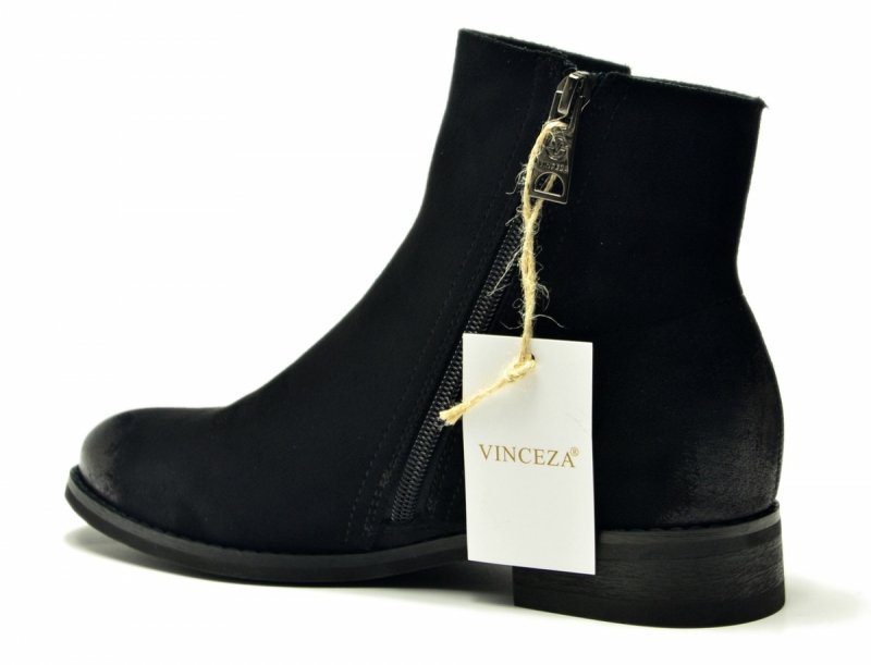 Botki 39 czarne VINCEZA 39961 zamsz płaskie damskie