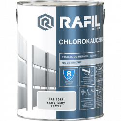 Rafil Chlorokauczuk 5L Szary Jasny RAL7035 szara farba metalu betonu emalia chlorokauczukowa 