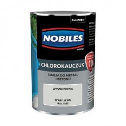 Chlorokauczuk 0,9L RAL7035 SZARY JASNY Nobiles farba metalu betonu emalia stali żeliwa