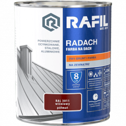 Radach 0,75L Wiśniowy RAL3011 PÓŁMAT farba na dach Rafil  ocynk stal aluminium 