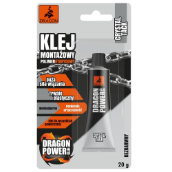 Klej Montażowy MOCNY SZYBKI 20g BEZBARWNY Polimer Hybrydowy Dragon Power