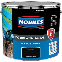 Nobiles olejna 10L CZARNY czarna Ftalonal farba olejno-ftalowa drewna metalu betonu emalia
