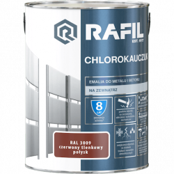 Rafil Chlorokauczuk 5L Czerwony Tlenkowy RAL3009 farba metalu betonu emalia chlorokauczukowa 