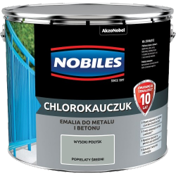 Chlorokauczuk 10L POPIELATY ŚREDNI Nobiles farba metalu betonu emalia szary stali żeliwa