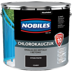 Chlorokauczuk 10L CZARNY Nobiles farba do metalu żeliw betonu emalia czarna stali żeliwa