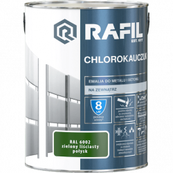 Rafil Chlorokauczuk 5L Zielony Liściasty RAL6002 zielona farba metalu betonu emalia chlorokauczukowa 