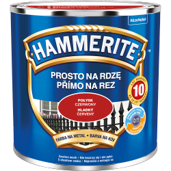 Hammerite Na Rdzę 0,25L CZERWONY POŁYSK hamerite farba szybkoschnąca antykorozyjna gruntoemalia