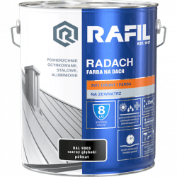 Radach 10L Czarny RAL9005 PÓŁMAT farba na dach Rafil ocynk stal aluminium Głęboki