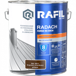 Radach 10L BRĄZ-OWY Orzechowy RAL8011 PÓŁMAT farba na dach Rafil ocynk stal aluminium 