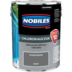 Chlorokauczuk 5L SZARY Nobiles farba do metalu żeliwa betonu emalia szara stali żeliwa