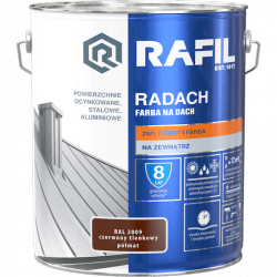 Radach 10L Czerwony Tlenkowy RAL3009 PÓŁMAT farba na dach Rafil ocynk stal aluminium 