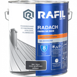 Radach 10L Szary GRAFIT-OWY RAL7024 PÓŁMAT farba na dach Rafil ocynk stal aluminium 