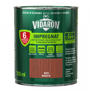 Vidaron Impregnat 0,7L V25 Orzech do drewna powłokotwórczy ochronny ogrodzeń altan elewacji ochronny