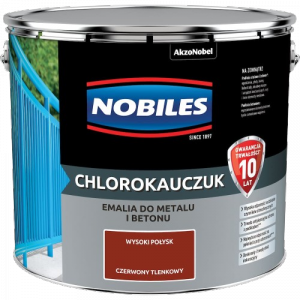 Chlorokauczuk 10L CZERWONY TLENKOWY Nobiles farba do metalu betonu emalia stali żeliwa