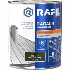 Radach 0,75L Zielony Ciemny RAL6007 PÓŁMAT farba na dach Rafil  ocynk stal aluminium 