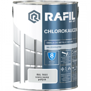 Rafil Chlorokauczuk 5L Szary Jasny RAL7035 szara farba metalu betonu emalia chlorokauczukowa 