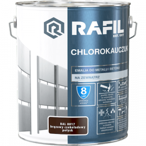 Rafil Chlorokauczuk 10L BRĄZ-OWY Czekoladowy RAL8017 brązowa farba metalu betonu emalia chlorokauczukowa