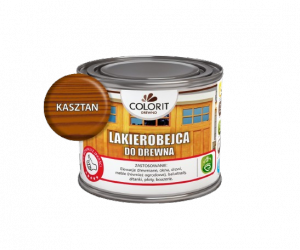 Colorit Lakierobejca Do Drewna 375ml KASZTAN szybkoschnąca satynowa farba wodna boazerii elewacji okien drzwi