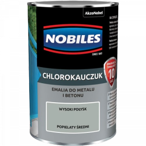 Chlorokauczuk 0,9L POPIELATY ŚREDNI Nobiles farba metalu betonu emalia szary stali żeliwa