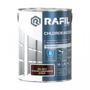 Rafil Chlorokauczuk 5L BRĄZ-OWY Czekoladowy RAL8017 brązowa farba metalu betonu emalia chlorokauczukowa 