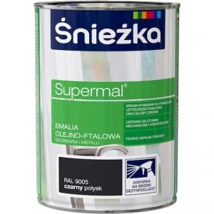 Śnieżka Emalia Olejna CZARNY RAL9005 0,8L farba ftalowa Supermal czarna