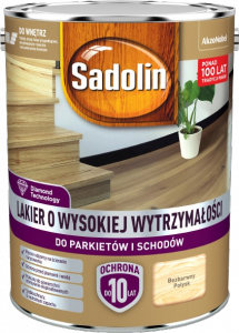 Sadolin Lakier Do Parkietów Schodów POŁYSK 4,5L podłóg szybkoschnący o wysokiej wytrzymałości wodny drewna Diamond intensywnie eksploatowanych