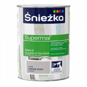 Śnieżka Olejna POPIELATY ŚREDNI F598 szara 0,8L Supermal farba olejno-ftalowa drewna metalu emalia połysk