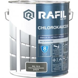 Rafil Chlorokauczuk 10L Szary RAL7010 farba emalia chlorokauczukowa Plandekowy