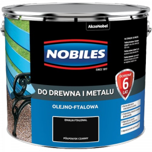 Nobiles olejna 10L CZARNY czarna Ftalonal farba olejno-ftalowa drewna metalu betonu emalia