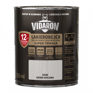 Vidaron SUPER TRWAŁA Lakierobejca 0,75L ST01 Sosna Bielona do drewna 2w1 wodna szybkoschnąca