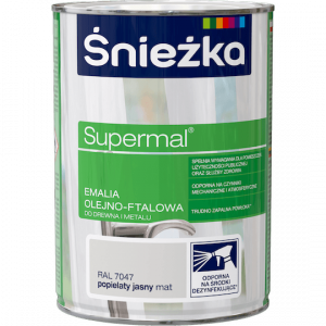 Śnieżka Olejna POPIELATY JASNY MAT RAL7047 szara 0,8L Supermal farba olejno-ftalowa drewna metalu emalia