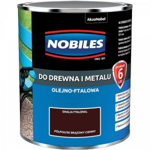 Nobiles olejna 0,7L BRĄZ-OWY CIEMNY brązowa Ftalonal farba olejno-ftalowa drewna metalu betonu emalia