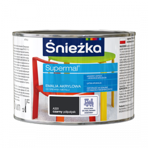 Śnieżka Emalia Akrylowa 0,4L CZARNY A301 PÓŁPOŁYSK czarna Farba Supermal wodna szybkoschnąca