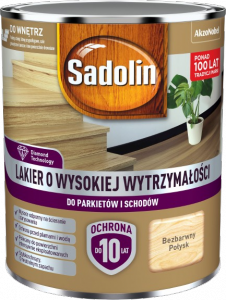 Sadolin Lakier Do Parkietów Schodów POŁYSK 0,75L podłóg szybkoschnący o wysokiej wytrzymałości wodny drewna Diamond intensywnie eksploatowanych