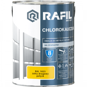 Rafil Chlorokauczuk 5L Żółty Drogowy RAL1023 żółta farba metalu betonu emalia chlorokauczukowa 