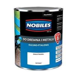 Nobiles olejna 0,7L BIAŁY MAT biała Ftalonal farba olejno-ftalowa drewna metalu betonu emalia