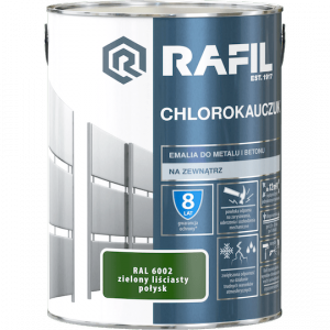 Rafil Chlorokauczuk 5L Zielony Liściasty RAL6002 zielona farba metalu betonu emalia chlorokauczukowa 