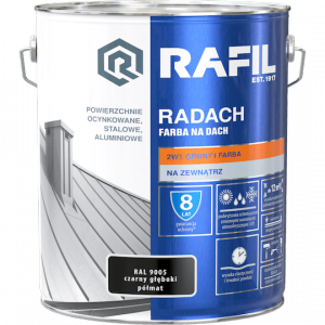 Radach 10L Czarny RAL9005 PÓŁMAT farba na dach Rafil ocynk stal aluminium Głęboki