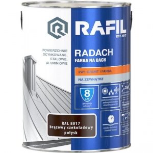 Radach 5L BRĄZ-OWY Czekoladowy RAL8017 POŁYSK farba na dach Rafil