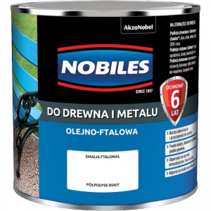 Nobiles olejna 0,25L BIAŁY biała Ftalonal farba olejno-ftalowa drewna metalu betonu emalia