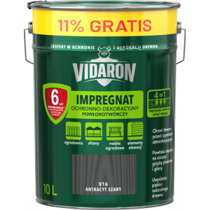 Vidaron Impregnat 9L + 1L V16 ANTRACYT-OWY Szary do drewna powłokotwórczy ochronny ogrodzeń altan elewacji ochronny