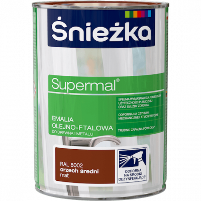 Śnieżka Olejna ORZECH ŚREDNI MAT RAL8002 0,8L Supermal farba olejno-ftalowa drewna metalu emalia