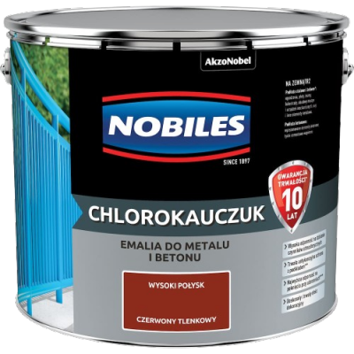 Chlorokauczuk 10L CZERWONY TLENKOWY Nobiles farba do metalu betonu emalia stali żeliwa