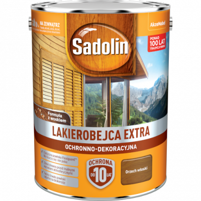 Sadolin Extra lakierobejca 5L ORZECH WŁOSKI 4 PÓŁMAT do drewna fasad domków okien drzwi
