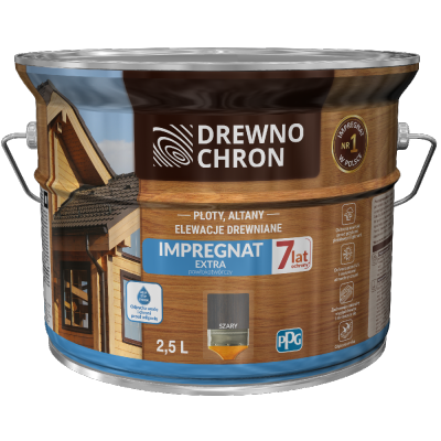 Drewnochron SZARY 2,5L Impregnat Extra do drewna powłokotwórczy płotów altan elewacji