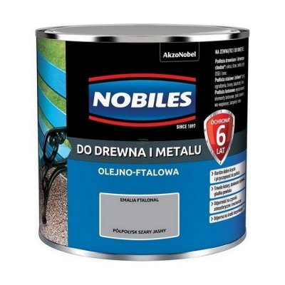 Nobiles olejna 0,25L SZARY JASNY RAL7001 Ftalonal farba olejno-ftalowa drewna metalu betonu emalia