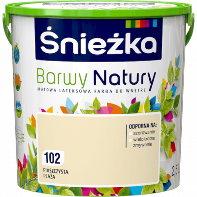 Śnieżka Barwy Natury 2,5L Piaszczysta Plaża 102 mat farba do wnętrz ścian sufitów emulsja