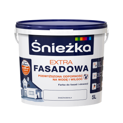 Śnieżka Farba Fasadowa 5L BIAŁA elewacyjna zewnętrzna Do Fasad i Elewacji Akrylowa extra fasada 