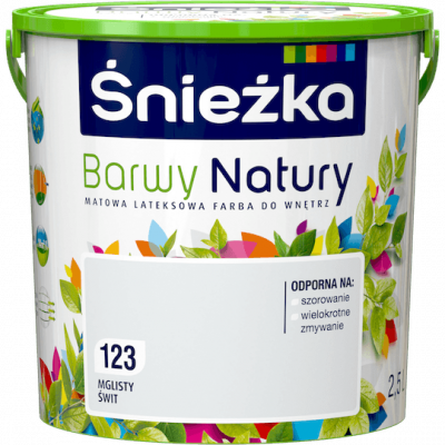 Śnieżka Barwy Natury 2,5L Mglisty Świt 123 mat farba do wnętrz ścian sufitów emulsja